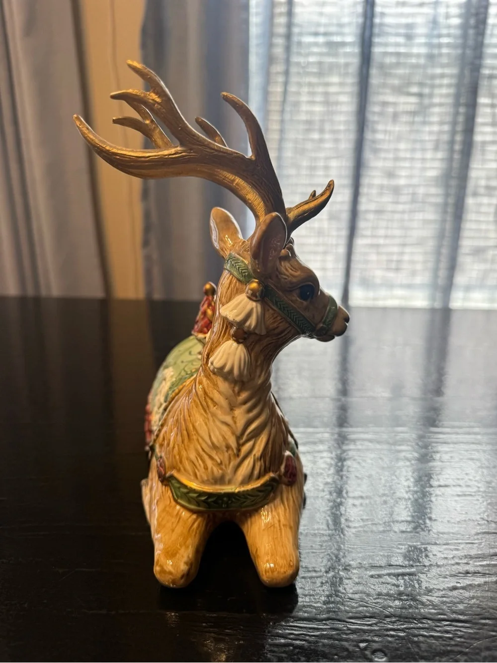 Vintage Fitz and Floyd 8” Winter Holiday Reindeer Trinket Dish Christmas Deer